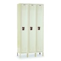 Hallowell Wardrobe Locker, 54 in W, 21 in D, 78 in H, (1) Tier, (3) Wide, Tan U3818-1A-PT