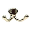 Zoro Select Coat and Garment Hook, 2 Ends, Brass 1HHL3