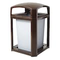 Rubbermaid Commercial 35 gal Square Trash Can, Sable, 26 in Dia, None, Polycarbonate Body/Polycarbonate And ABS Extrusion FG397000SBLE