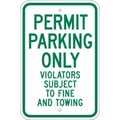 Brady Parking Sign, 12" W, 18" H, English, Aluminum, Green, White 113310
