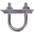Zoro Select Standard U-Bolt with Mounting Plate, 5/16"-18, 2 3/16 in Inside Ht, 1 3/8 in Inside Wd/Dia, Steel 4P822