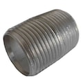 Zoro Select 3/4" MNPT x 1-3/8" TBE Stainless Steel Close Pipe Nipple Sch 80, Thread Type: NPT E6BNE01