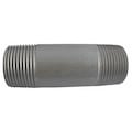 Zoro Select 1" MNPT x 2" TBE Stainless Steel Pipe Nipple Sch 80 E6BNF02
