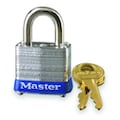Master Lock Padlock, Keyed Alike, Standard Shackle, Rectangular Steel Body, Steel Shackle, 1/2 in W 7KA