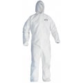 Kleenguard Hooded Disposable Coveralls, L, 25 PK, White, SMS, 1 in Zipper Flap 46113