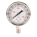 Zoro Select Pressure Gauge, 0 to 600 psi, 1/4 in MNPT, Stainless Steel, Silver 4CFH9