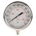 Zoro Select Pressure Gauge, 0 to 600 psi, 1/4 in MNPT, Stainless Steel, Silver 4CFK5