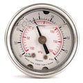 Zoro Select Compound Gauge, -30 to 0 to 30 in Hg/psi, 1/8 in MNPT, Stainless Steel, Silver 4CFL2