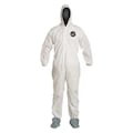 Dupont Hooded Disposable Coverall, 25 PK, White, SMS, Zipper PB122SWH3X002500