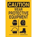 Brady Caution Sign, 14 in Height, 10 in Width, Polyester, Rectangle, English 124258