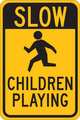 Brady Children at Play Traffic Sign, 18 in Height, 12 in Width, Aluminum, Vertical Rectangle, English 124434