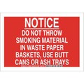 Brady No Smoking Sign, 10" Height, 14" Width, Polyester, Rectangle, English 128051