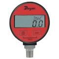 Dwyer Instruments Digital Pressure Gauge, 0 to 100 psi, 1/4 in MNPT, Plastic, Red DPGA-08