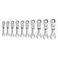 Gearwrench 10 Pc. 12 Point Stubby Flex Head Ratcheting Comb MET Wrench Set 9550