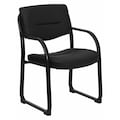 Flash Furniture BlackExecutive Side Reception Chair, 23"W24-1/2"L34"H, Curved, LeatherSeat, ContemporarySeries BT-510-LEA-BK-GG