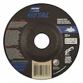 Norton Abrasives Depressed Center Wheel, Type 27, 4 1/2 in Dia, 0.25 in Thick, 7/8 in Arbor Hole Size 66252836796