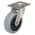 Zoro Select Swivel Plate Caster, Rubber, 3-1/8 in., 308 lb, Gry LEX-POEV 80XR-SG