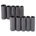 Proto 1/2" Drive Impact Socket Set, SAE, Metric, 10 pcs J74201