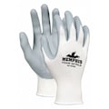 Mcr Safety Nitrile Coated Gloves, Palm Coverage, White/Gray, L, 12PK 9673GWL