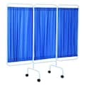 R&B Wire Products Three Panel Mobile Privacy Screen with Antimicrobial Blue Fabric Panels PSS-3C/AM/BF