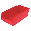 Zoro Select Shelf Storage Bin, Red, Plastic, 11 5/8 in L x 6 5/8 in W x 4 in H, 15 lb Load Capacity 30130REDBLANK