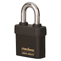 Medeco Padlock, Keyed Different, Partially Hidden Shackle, Square Brass Body, Boron Shackle, 7/16 in W 5471F00-T-26-DL-S