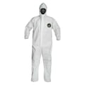 Dupont Hooded Disposable Coveralls, 25 PK, White, Microporous Film Laminate, Zipper NB127SWH2X002500