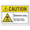 Lyle Chlorine Caution Reflective Label, 7 in H, 10 in W, English, LCU3-0012-RD_10x7 LCU3-0012-RD_10x7