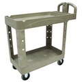Rubbermaid Raised Handle Deep Shelf Utility Cart, Plastic, 2 Shelves, 750 lb. FG454600BEIG