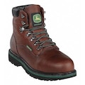 John Deere Size 10-1/2 Men's 6" Work Boot Steel Work Boots, Brown JD6383 10.5W