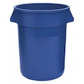 Zoro Select 32 gal Round Trash Can, Blue, 22 in Dia, None, LLDPE 5DMT6