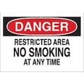 Brady Danger No Smoking Sign, 7" Height, 10" Width, Polyester, Rectangle, English 88384