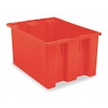 Akro-Mils Stack & Nest Container, Red, Industrial Grade Polymer, 23 1/2 in L, 15 1/2 in W, 12 in H 35240RED