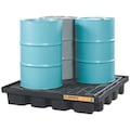 Justrite Drum Spill Containment Pallet, 79 gal Spill Capacity, 4 Drum, 5000 lb., Recycled Polyethylene 28673