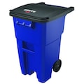 Rubbermaid Commercial 50 gal Rectangular Trash Can, Blue, 24 in Dia, Lift Up, HDPE FG9W2700BLUE