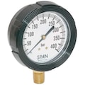 Span Pressure Gauge, 0 to 400 Bar, 1/4 in MNPT, Plastic, Black LFS-210-400 BAR-G