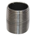 Zoro Select Nipple, 1/2 in Nominal Pipe Size, Fully Threaded, Schedule 40, Male NPT x Male NPT, Steel, Black 5P650