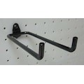Zoro Select Double Rod Pegboard Hook for 1/4 in Hole & 1 in Spacing, 6 in L, 2 in W, Steel, Black 5TPG7