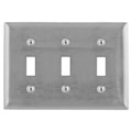 Hubbell Toggle Switch Wall Plates and Box Cover, Number of Gangs: 3 Stainless Steel, Brushed Finish, Silver SS3