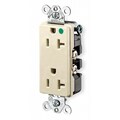 Hubbell Wiring Device-Kellems Receptacle, 20 Amps, 125V AC, Flush Mount, Decorator Duplex Outlet, 5-20R, White HBL2182WA