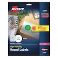 Avery Dennison 1-2/3" White High Visibility Round Labels, 25 Sheets, Pk600 5293