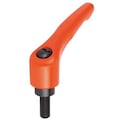 Kipp Adjustable Handle, Modern Design, Sz. 1, M05X20, Die Cast Zinc Orange RAL 2004, Comp: Steel K0122.1052X20