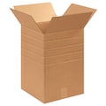Zoro Select Multi-Depth Corrugated Boxes, 12" x 12" x 18", Kraft, 25/Bundle 55VG86