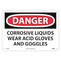 Nmc Danger Corrosive Wear Acid Gloves And Goggles Sign D494RB