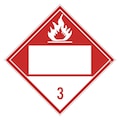 Nmc Dot Placard Sign, 3 Flammable Liquids, Blank, Pk25, Material: Adhesive Backed Vinyl DL65BP25