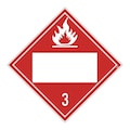 Nmc Placard Sign, 3 Flammable Liquids, Blank, Pk100, Material: Adhesive Backed Vinyl DL4BP100