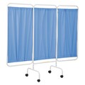R&B Wire Products Three Panel Mobile Privacy Screen with Antimicrobial Blue Vinyl Panels PSS-3C/AML/PB