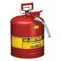 Justrite Type II Safety Can, 5 Gal Capacity, Galvanized Steel, For Flammables, Red, 17 1/2 in Height 7250120