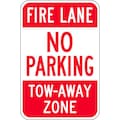 Zing Fire Lane Sign, 18" Height, 12" Width, Aluminum, Rectangle, English 2492