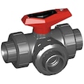 Gf Piping Systems 2" Socket PVC Ball Valve 3-Way True Union 161543097